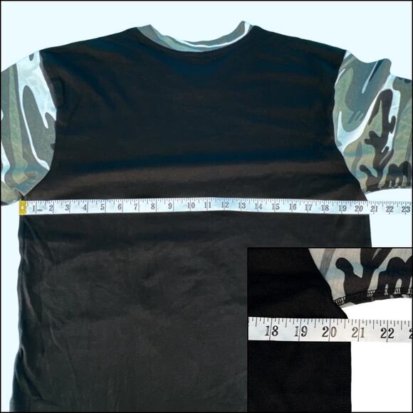 Code Five Men's Black/Camo Short Sleeve Tee Shirt Top Medium 100% Cotton - Picture 10 of 13